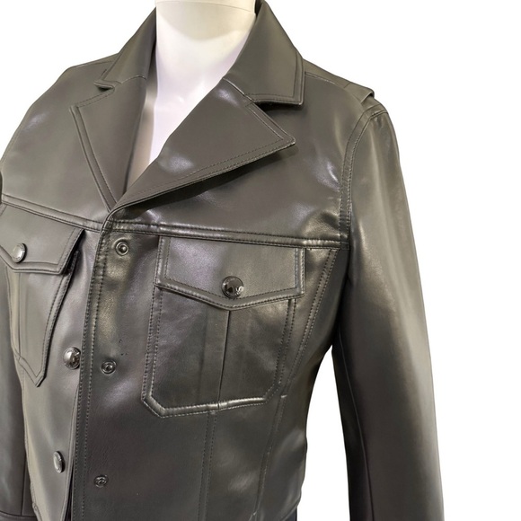 NWT Michael Kors Black Faux Leather Jacket Size S - Picture 10 of 12